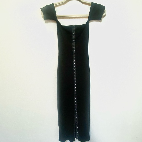 Reformation Whitney Ribbed Black Bodycon Dress XS - Picture 3 of 11